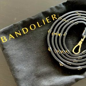 Bandolier Black Leather Gold Stud Strap